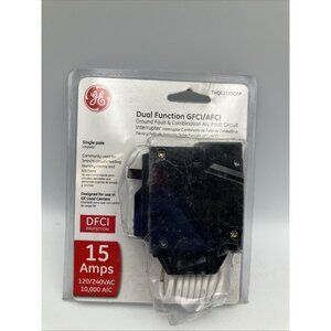 GE 15A Single Pole Dual Function GFCI AFCI Ground Fault Combination THQL1115DFP